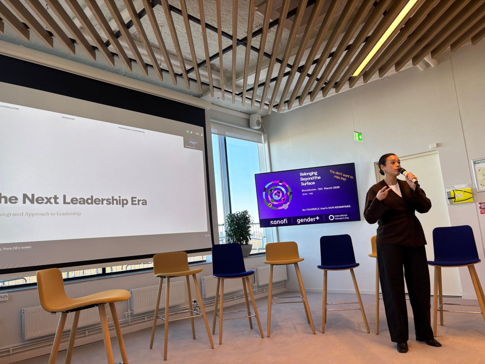 Mélanie Choko speaking at Sanofi for International Women's Day